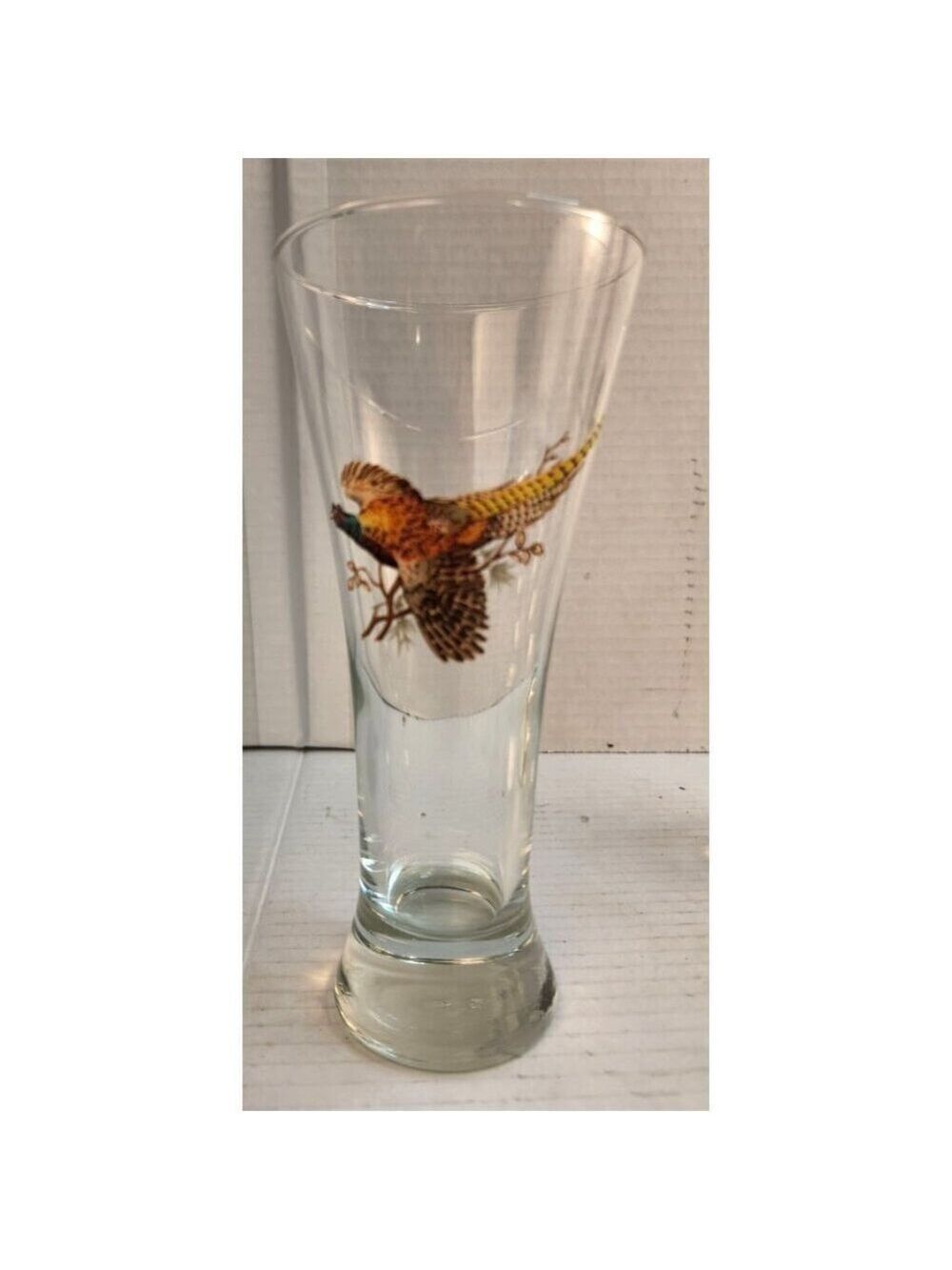 One Vintage Pheasant Design Glass Pilsner Beer Glasses